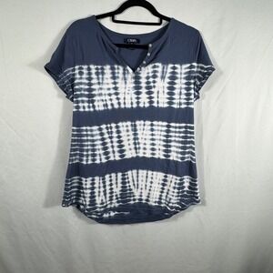 Chaps Women's Blue & White Tye Dye Short Sleeve Tee